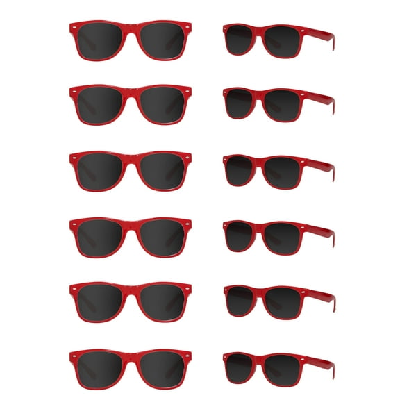 Gravity Shades Horn-Rimmed Sunglasses, Red Dark Lens - 12 Pack