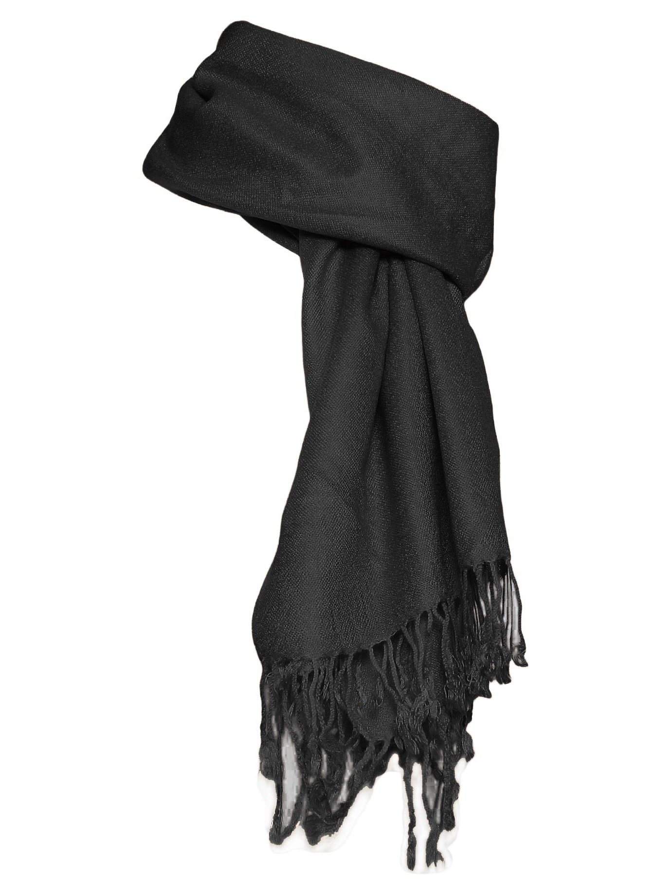 ●TATIANA● Black Shadow Check Soft Lambs Wool 100% Scarf MF Gravity Threads 100% Pashmina Soft Shawl Wrap Scarf, Black