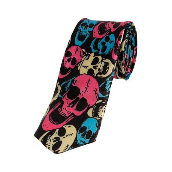 Gravity Threads 2-Inch Fashion Party Tie - Multi-Colored Skulls