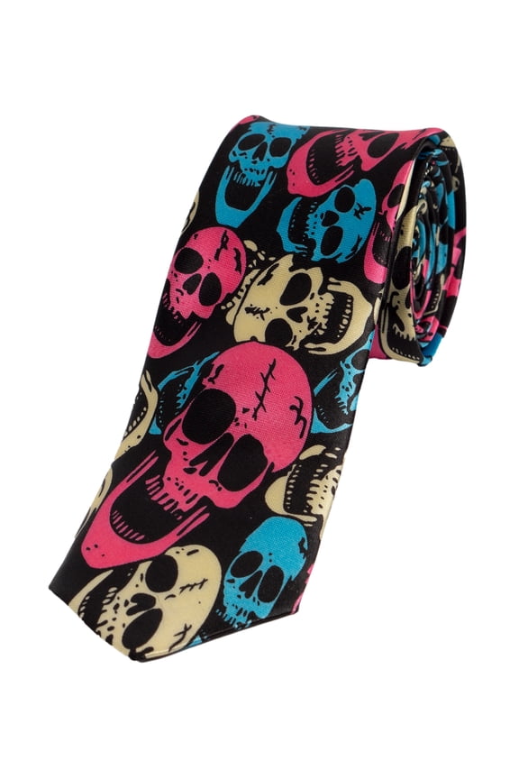 2-Inch Fashion Party Tie - Multi-Colored Skulls