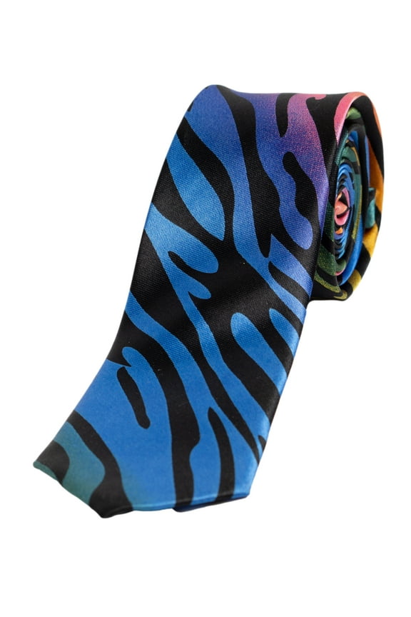 2-Inch Fashion Party Tie - Rainbow Zebra
