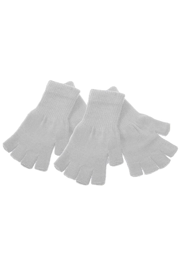2 Pack - Unisex Half Finger Stretchy Fingerless Gloves, White