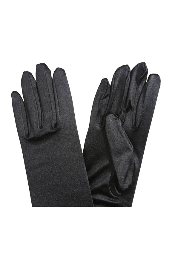 23" Inch Long Satin Opera Style Gloves Black