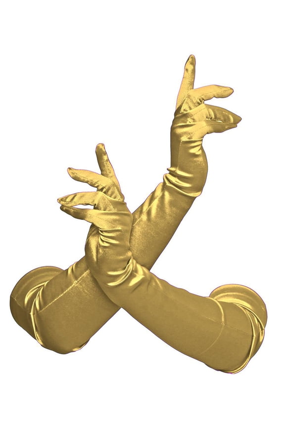 23" Inch Long Satin Opera Style Gloves Gold