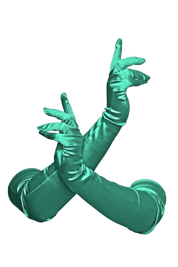 23" Inch Long Satin Opera Style Gloves Kelly Green