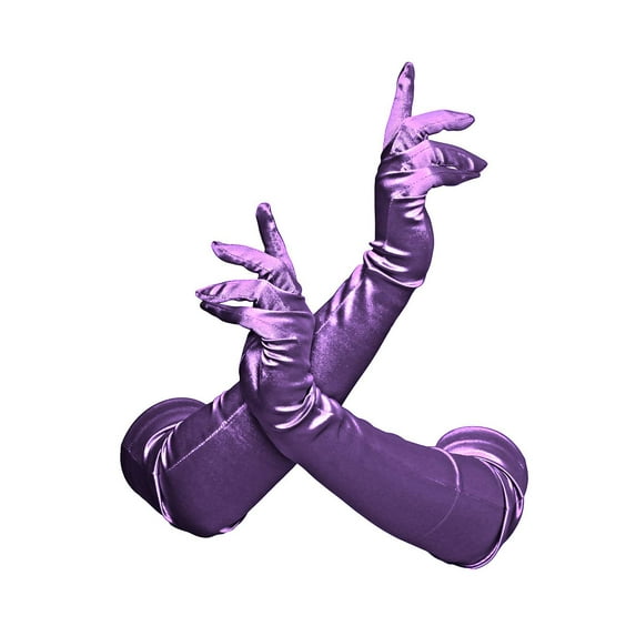 Gravity Threads 23" Inch Long Satin Opera Style Gloves Purple