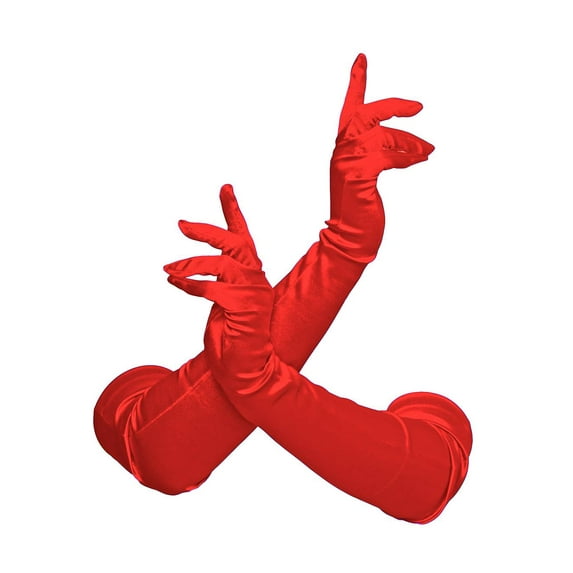 Gravity Threads 23" Inch Long Satin Opera Style Gloves Red