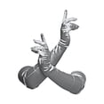 thumbnail image 1 of Gravity Threads 23" Inch Long Satin Opera Style Gloves Silver, 1 of 1
