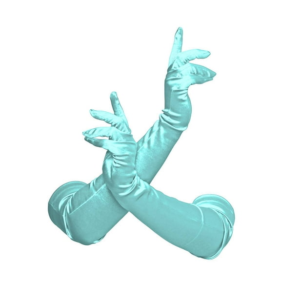 Gravity Threads 23" Inch Long Satin Opera Style Gloves Sky Blue