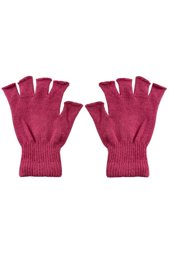 Adult Stretchy Half Finger Fingerless Gloves, Hot Pink