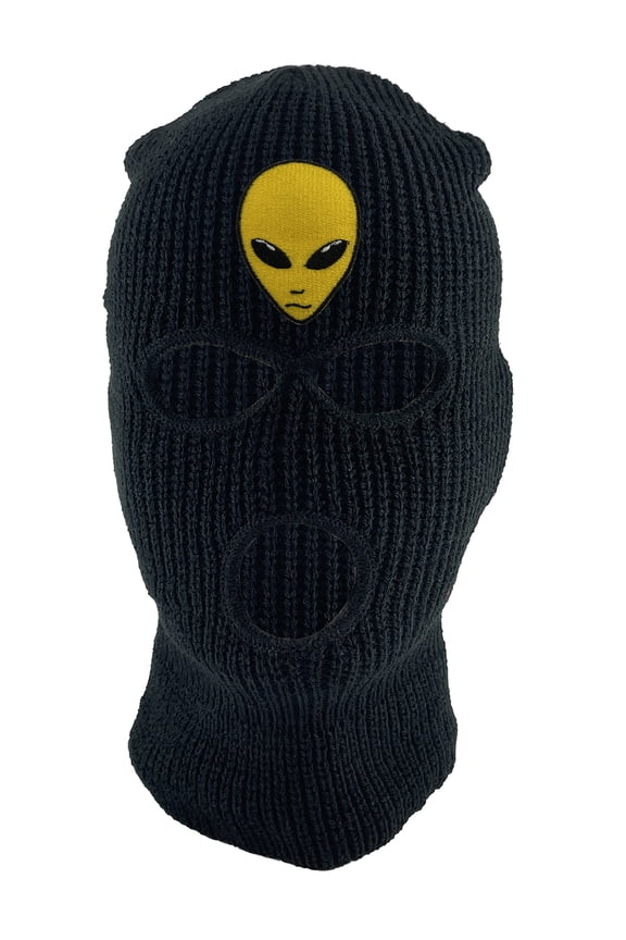 Alien Head 3-Hole Ski Mask - Black