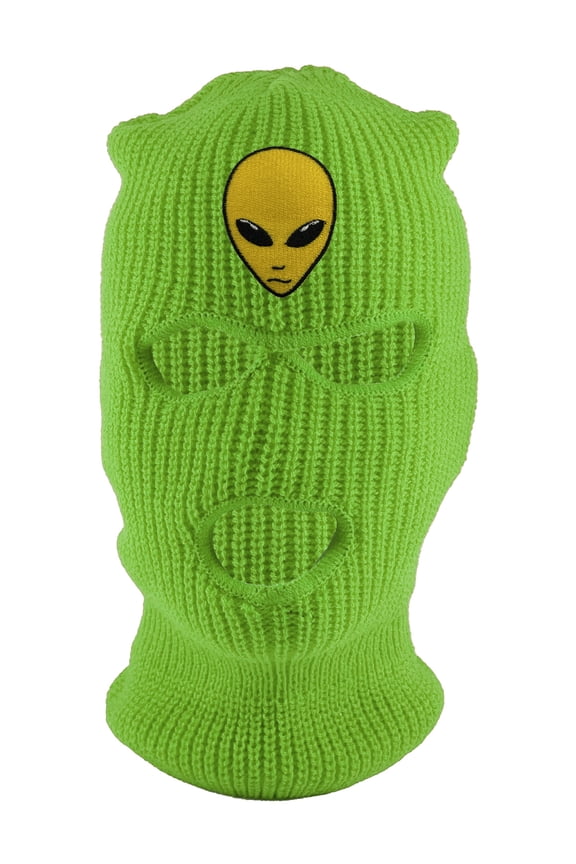 Alien Head 3-Hole Ski Mask - Neon Green