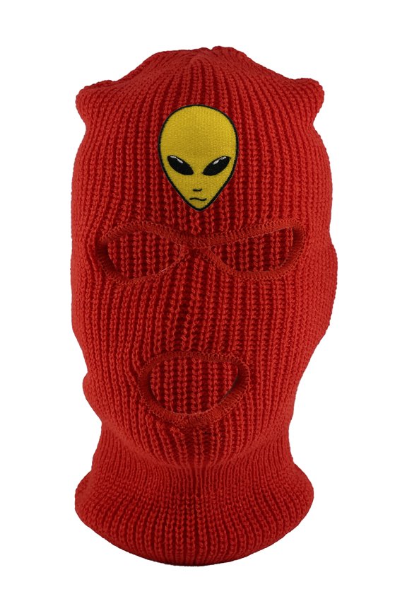 Alien Head 3-Hole Ski Mask - Red