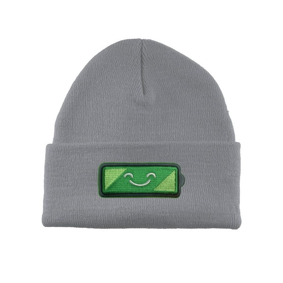 Gravity Threads Battery Smile Patch Cuffed Beanie - Heather Grey
