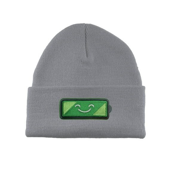 Gravity Threads Battery Smile Patch Cuffed Beanie - Heather Grey