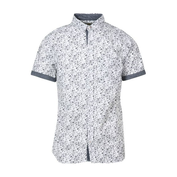 Gravity Threads Black Out Floral Dress Shirt - White - Medium