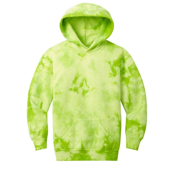 Gravity Threads Boys Girls Youth Size Crystal Tie-Dye Pullover Hoodie Kids Sweatshirt, Lemon Lime Medium