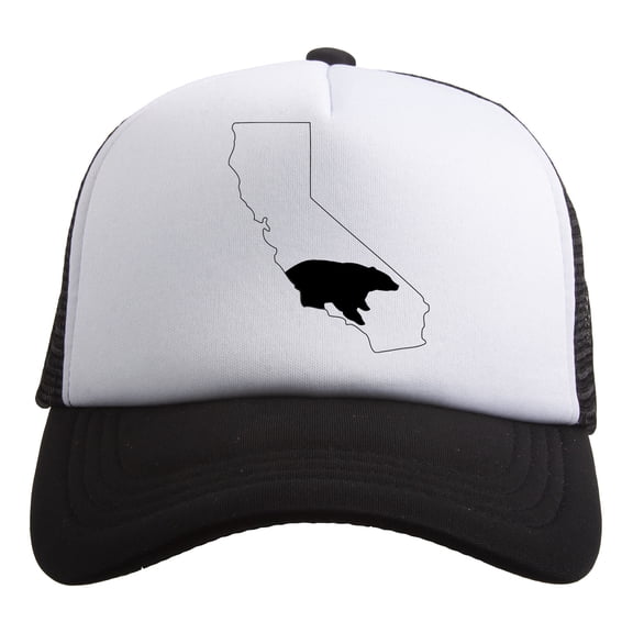 Gravity Threads California State Bear Adjustable Trucker Hat - White/Black