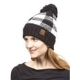 thumbnail image 1 of Gravity Threads Checkered Pattern Knit Beanie, Black/WHITE, 1 of 3