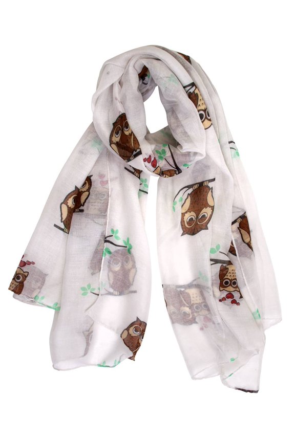 Chic Ivory Owl Scarf