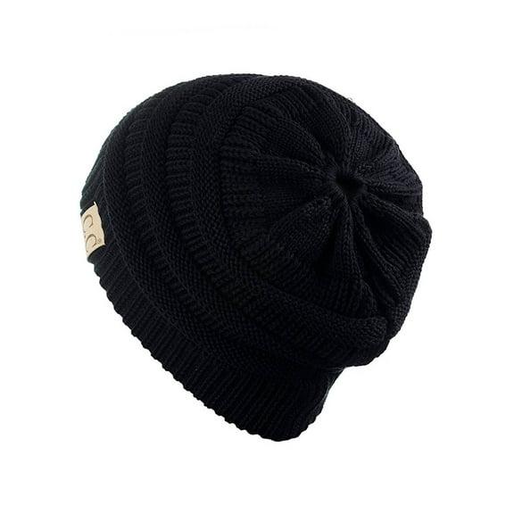 Gravity Threads Children's Pony Tail Thick Knit Beanie, Black