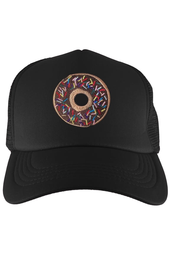 Chocolate Donut Adjustable Trucker Hat - Black