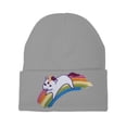 thumbnail image 1 of Gravity Threads Cute Rainbow Unicorn Patch Cuffed Beanie - Grey, 1 of 1