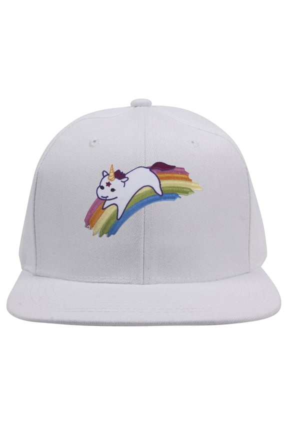 Cute Rainbow Unicorn Patch Snapback Cap - White