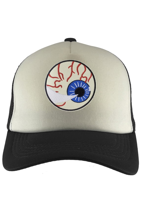 Eyeball Adjustable Trucker Hat - Black/White