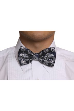 Fashion Paisley Jacquard Pattern Bow Tie, Navy
