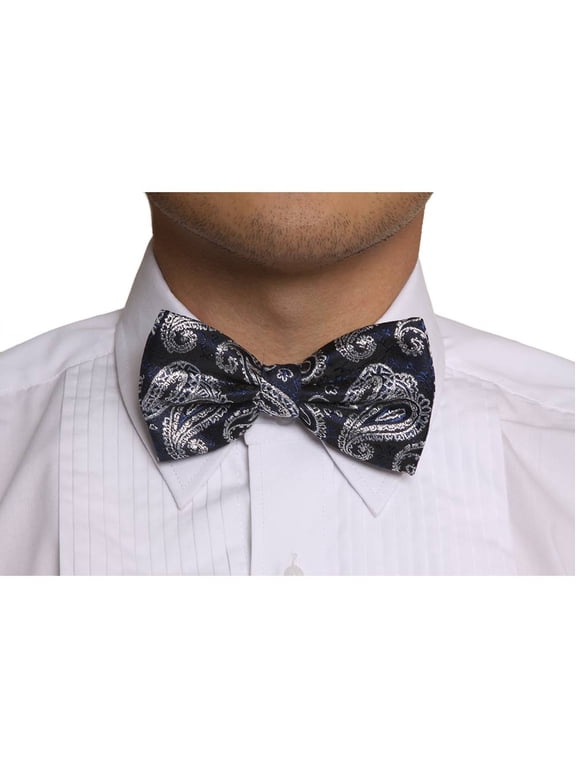 Fashion Paisley Jacquard Pattern Bow Tie, Navy