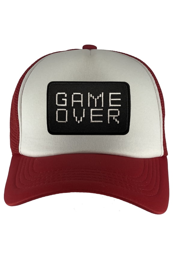 Game Over Patch Adjustable Trucker Hat - Red/White