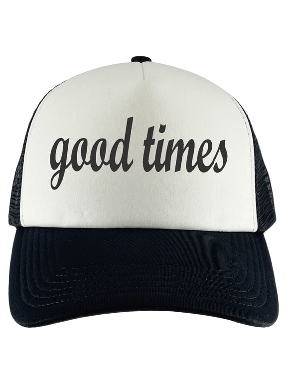 Good Times Adjustable Trucker Hat - Black/White