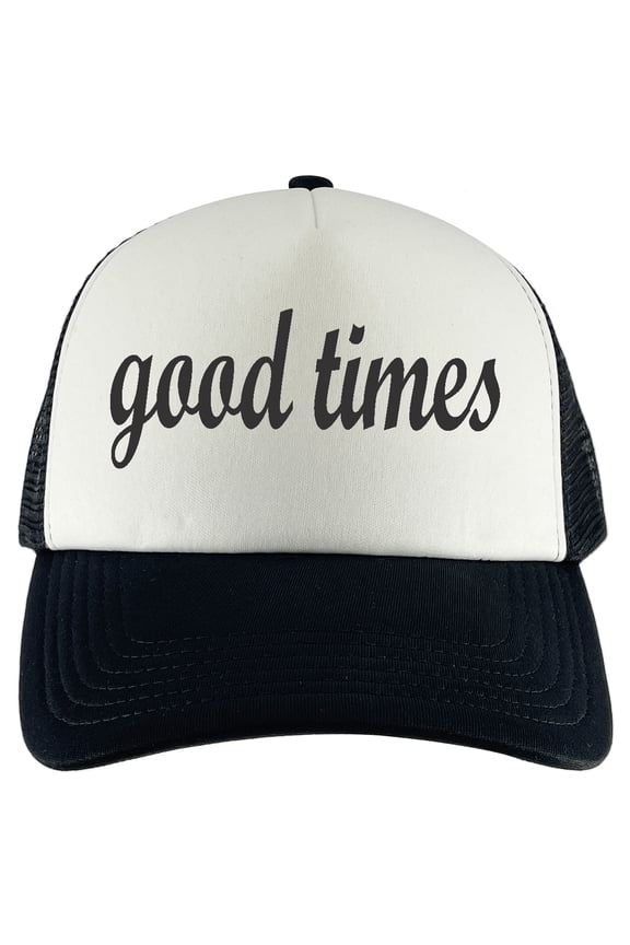 Good Times Adjustable Trucker Hat - Black/White