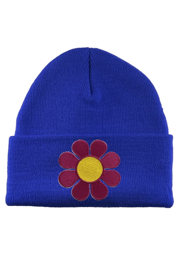 Groovy Flower Patch Cuffed Beanie - Royal