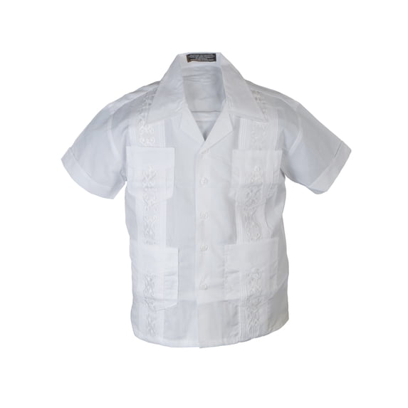 Gravity Threads Guayabera Shirt For Boys Cuban Short Sleeve Kids Shirts White Large