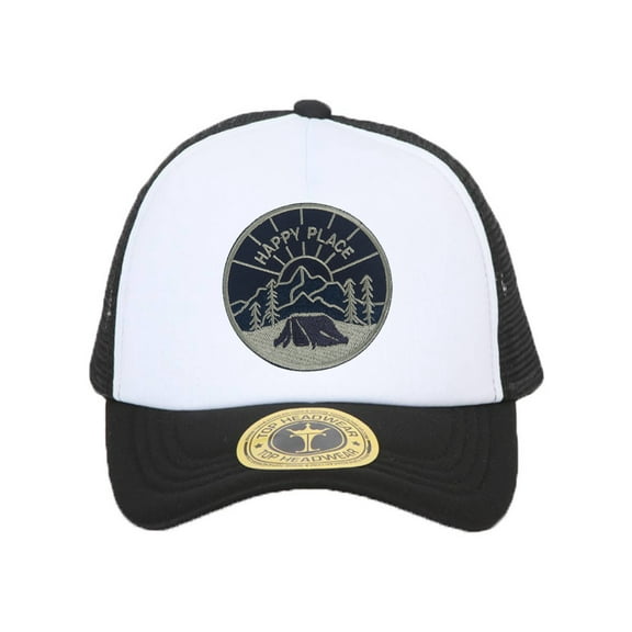 Gravity Threads Happy Place Patch Trucker Hat - Black/White