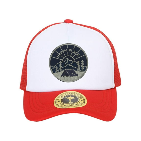 Gravity Threads Happy Place Patch Trucker Hat - Red/White