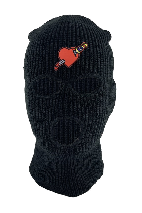 Heart Stab 3-Hole Ski Mask - Black
