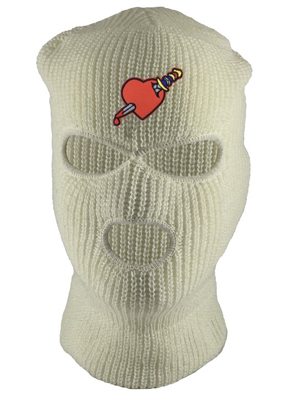 Heart Stab 3-Hole Ski Mask - White