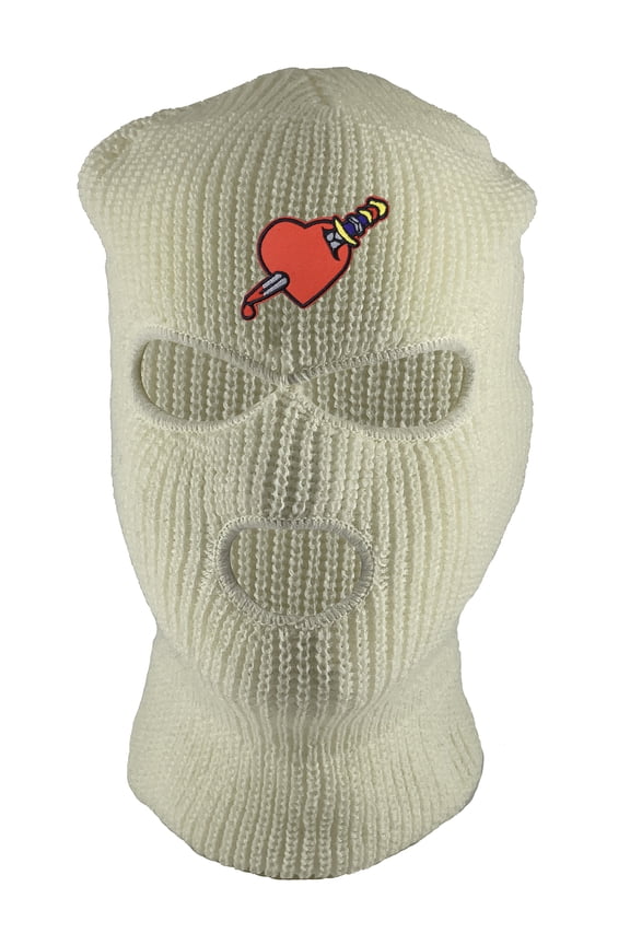 Heart Stab 3-Hole Ski Mask - White