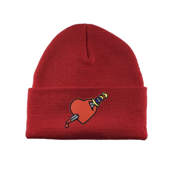 Gravity Threads Heart Stab Patch Cuffed Beanie - Red