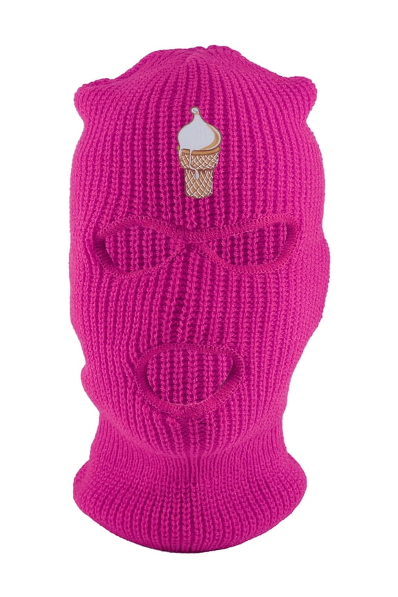 Ice Cream Cone Patch 3-Hole Ski Mask - Hot Pink