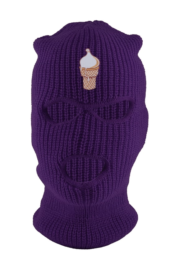 Ice Cream Cone Patch 3-Hole Ski Mask - Purple