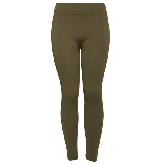 Gravity Threads Inner Warmth Fleece Nylon Leggings, Olive
