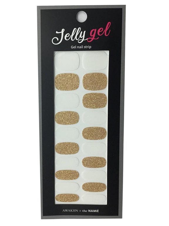 Jelly Gel Nail Strips - White/Gold