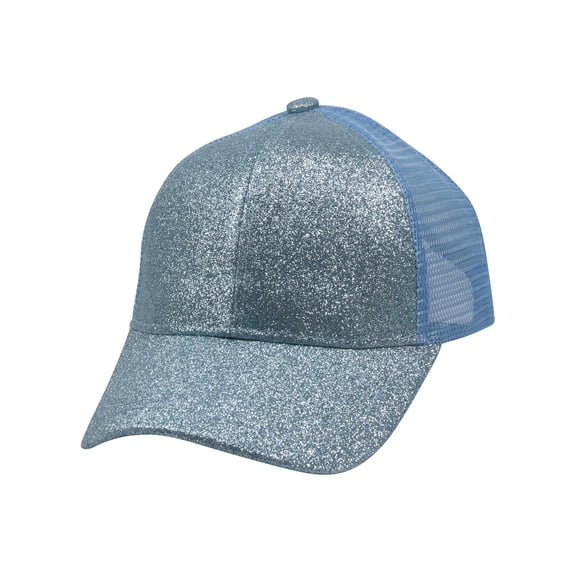 Gravity Threads Kids Ponytail Messy Bun Trucker Hat, Light Blue