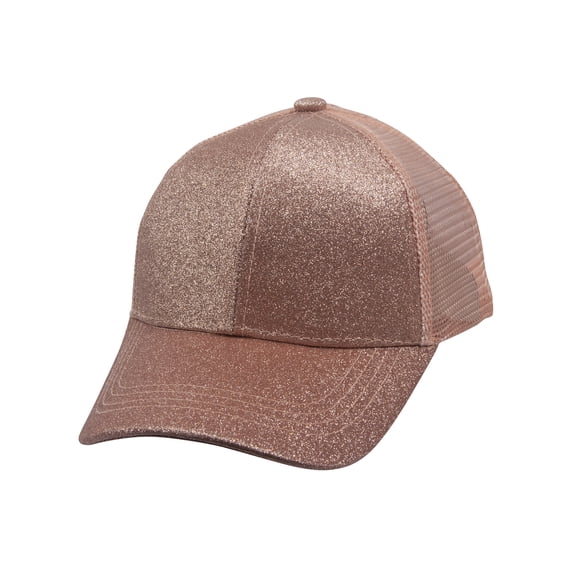 Gravity Threads Kids Ponytail Messy Bun Trucker Hat, Rose Gold