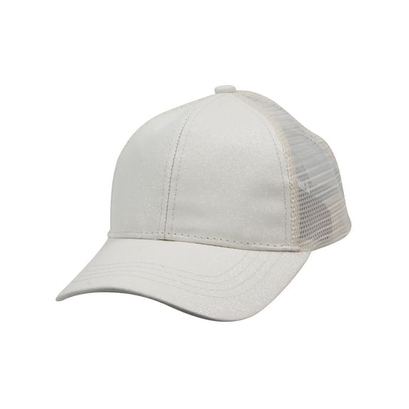Gravity Threads Kids Ponytail Messy Bun Trucker Hat, White