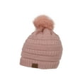 thumbnail image 1 of Gravity Threads Knit Pom Pom Beanie Hat - India Pink, 1 of 3